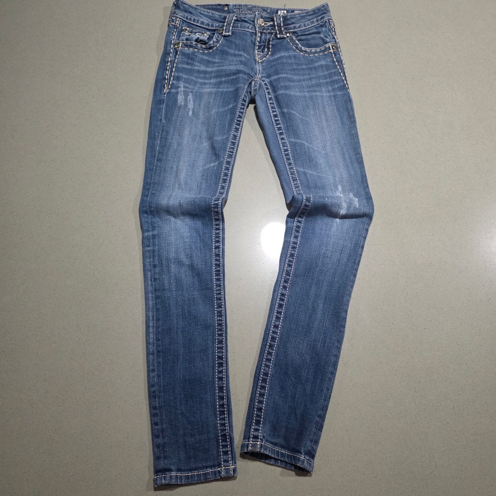 Miss Me Skinny Jeans JW5161S2R Medium Wash Rhinestone Embellished Size 24x31